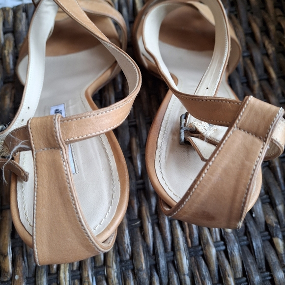 Manolo Blahnik Brown Leather Multistrap Slingback Shoes Italy Women Size 40.5 IT - Picture 7 of 14